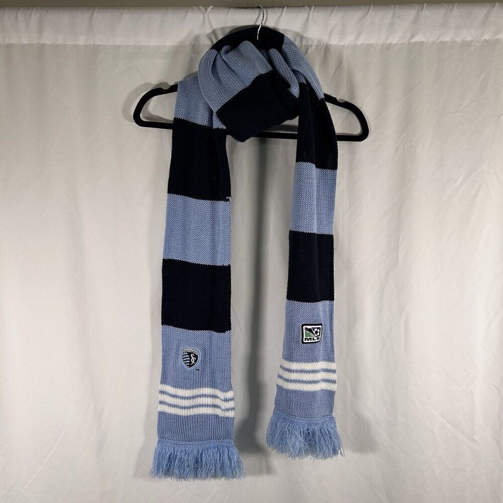 Sporting Kansas City ADIDAS Scarf Unisex Blue Striped Knit MLS 110" Long 6" Wide